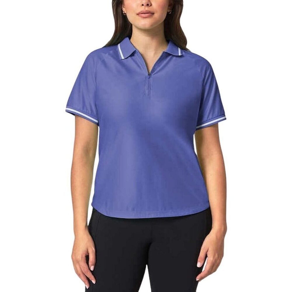 Mondetta NWT Women's Size XXL Purplish Blue 1/4~Zip Short Sleeve Mesh Polo Shirt